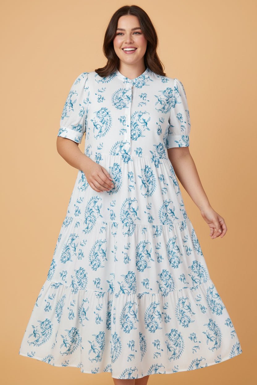 Plus Size Floral Paisley Tiered Maxi Dress - Rooted & Reckless Co.