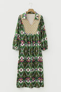 Plus Size Floral Patchwork Collared V-Neck Maxi Dress - Rooted & Reckless Co.
