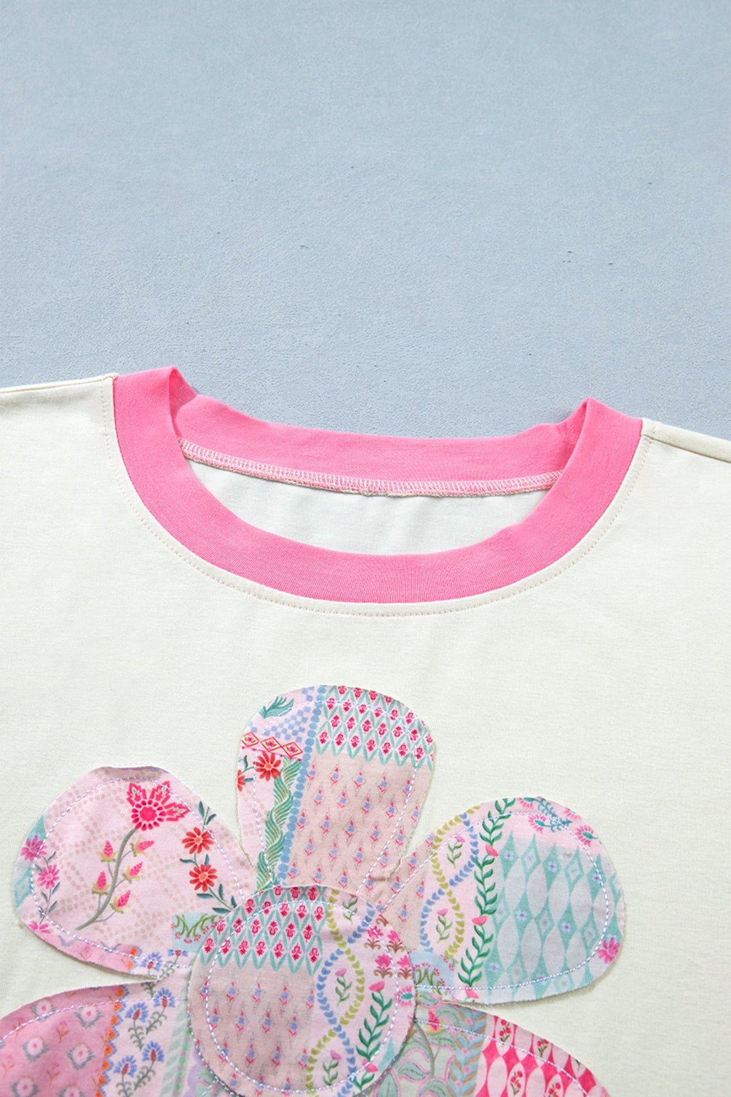 Plus Size Floral Patchwork Embroidered T-Shirt - Rooted & Reckless Co.