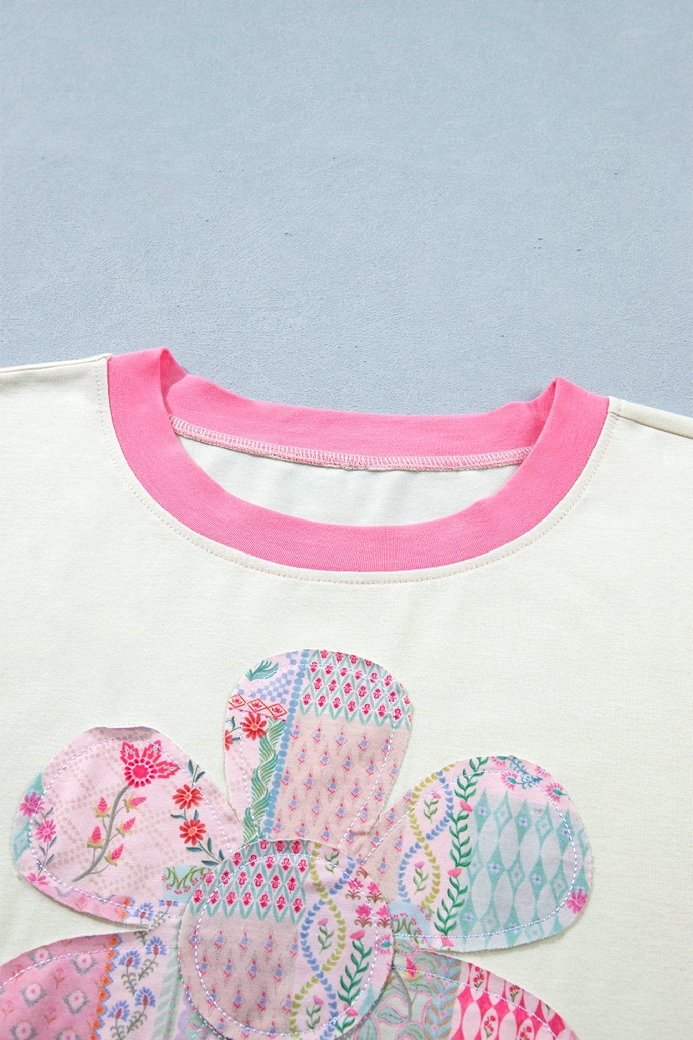 Plus Size Floral Patchwork Embroidered T-Shirt - Rooted & Reckless Co.
