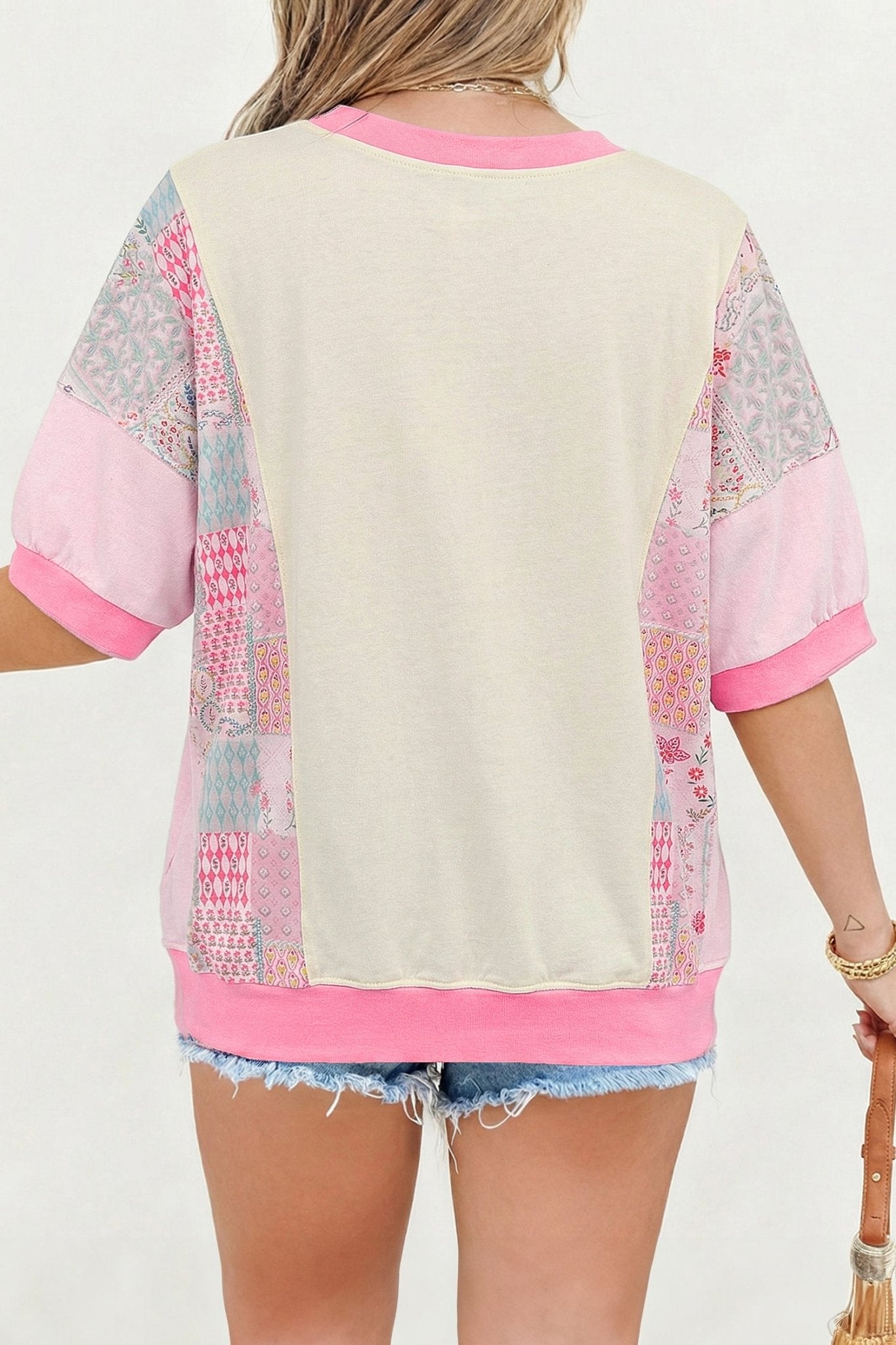 Plus Size Floral Patchwork Embroidered T-Shirt - Rooted & Reckless Co.