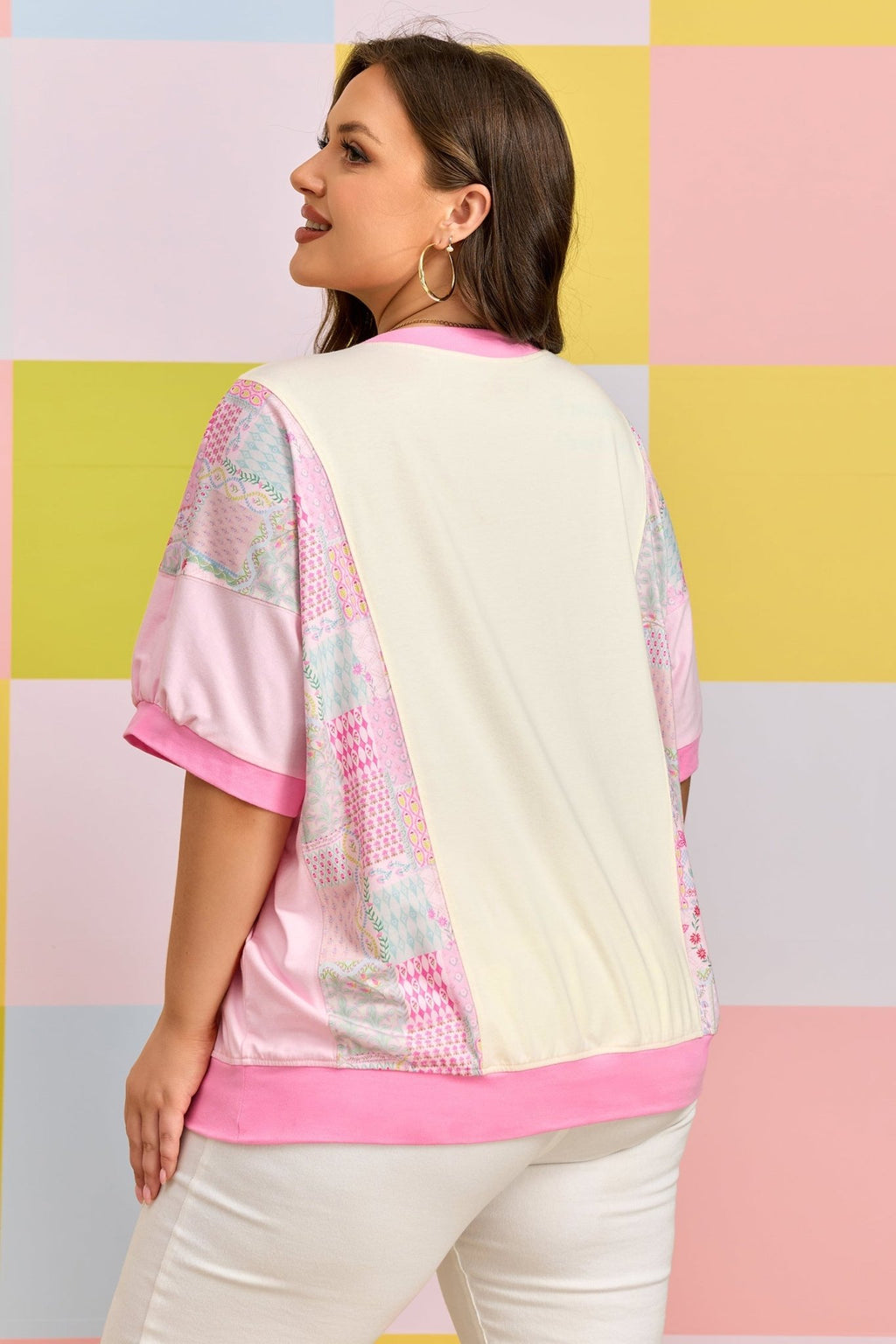 Plus Size Floral Patchwork Embroidered T-Shirt - Rooted & Reckless Co.