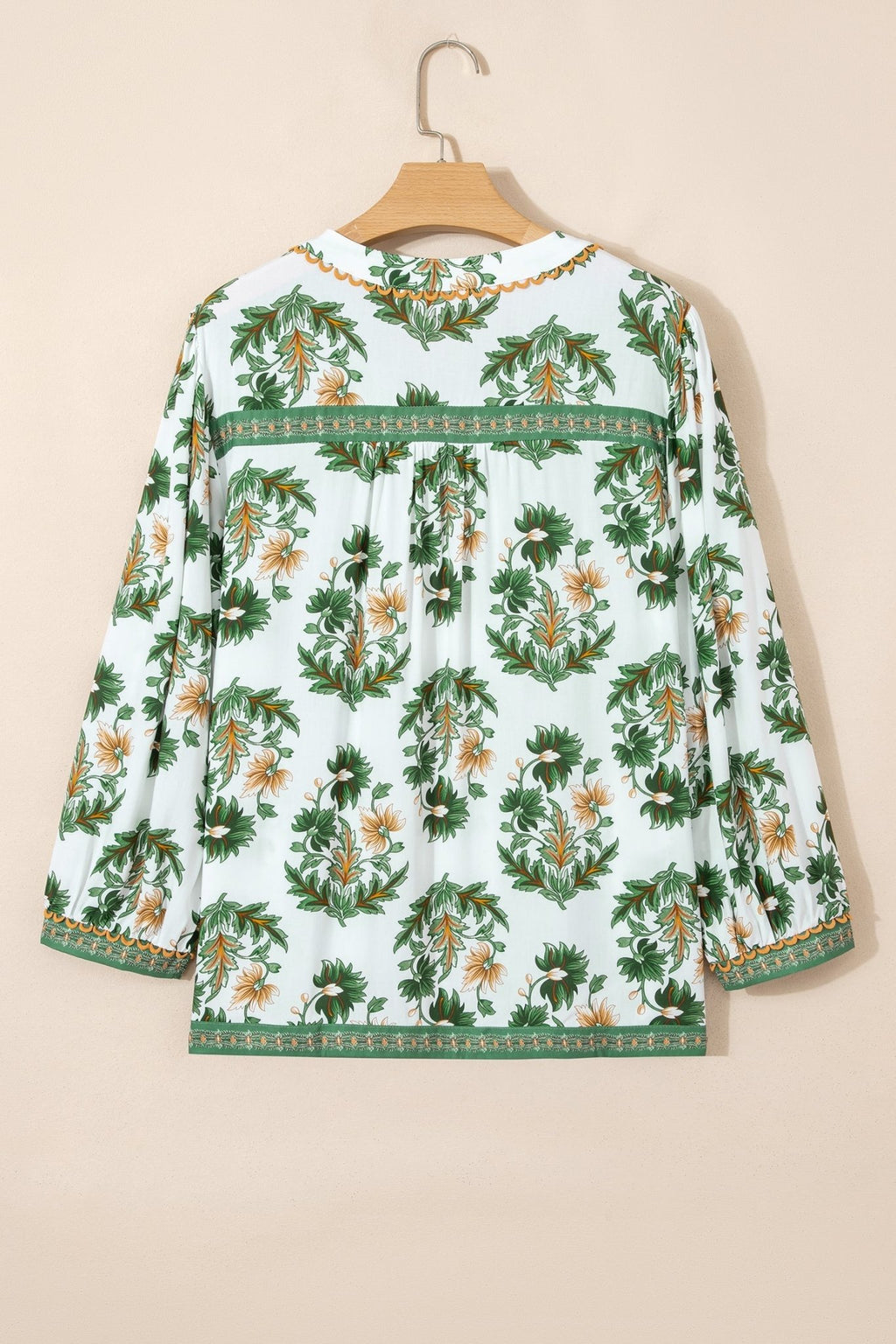 Plus Size Floral Patchwork Tassel Tie Blouse - Rooted & Reckless Co.