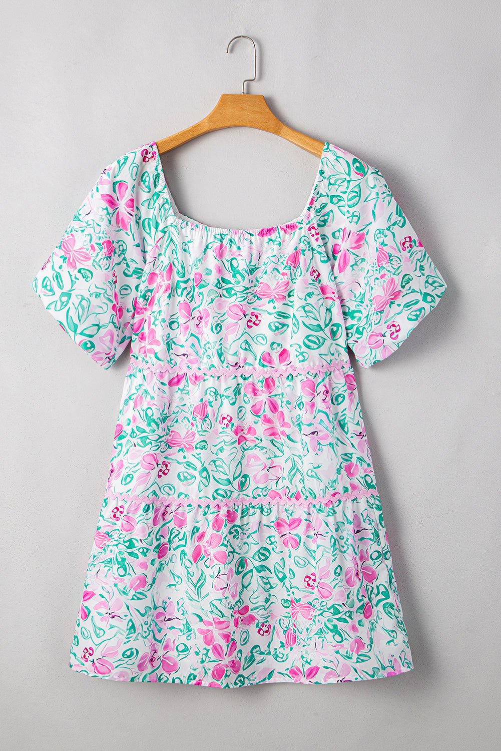 Plus Size Floral Ric-Rac Trim Mini Dress - Rooted & Reckless Co.