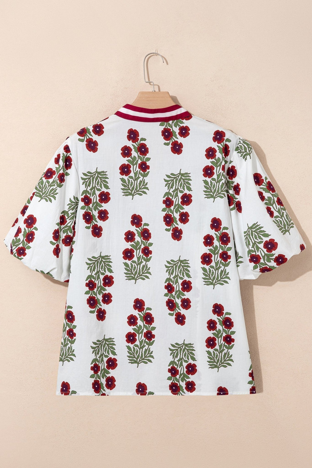 Plus Size Floral Ricrac Trim Short Sleeve Blouse - Rooted & Reckless Co.