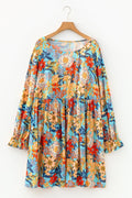 Plus Size Floral Ruffle Long Sleeve Dress - Rooted & Reckless Co.
