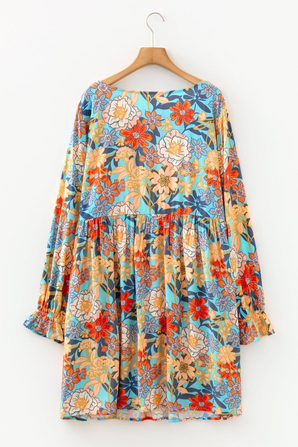 Plus Size Floral Ruffle Long Sleeve Dress - Rooted & Reckless Co.