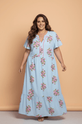 Plus Size Floral Scalloped Trim V-Neck Maxi Dress - Rooted & Reckless Co.