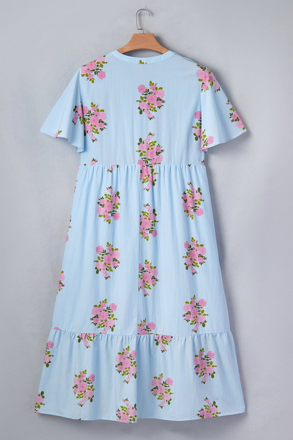 Plus Size Floral Scalloped Trim V-Neck Maxi Dress - Rooted & Reckless Co.