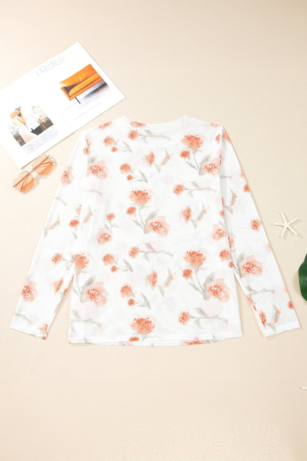 Plus Size Floral Sheer Mesh Long Sleeve Top - Rooted & Reckless Co.