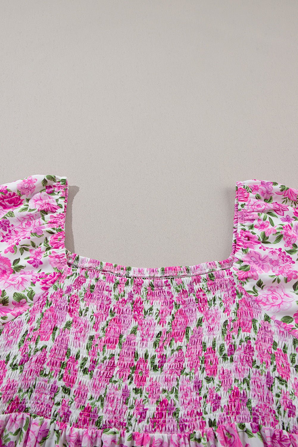 Plus Size Floral Smocked Puff Sleeve Dress - Rooted & Reckless Co.