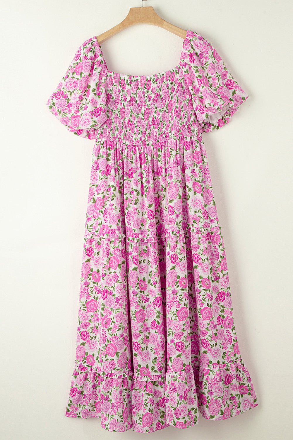 Plus Size Floral Smocked Puff Sleeve Dress - Rooted & Reckless Co.