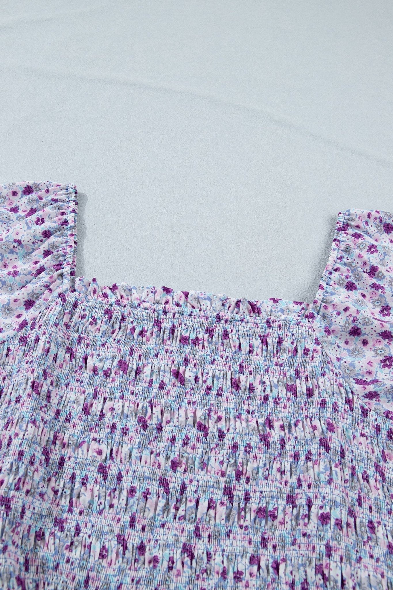 Plus Size Floral Smocked Square Neck Maxi Dress - Rooted & Reckless Co.