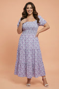 Plus Size Floral Smocked Square Neck Maxi Dress - Rooted & Reckless Co.