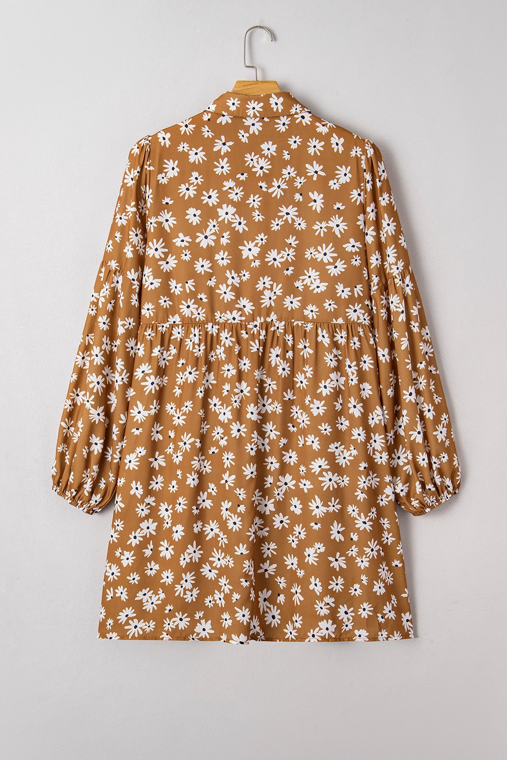 Plus Size Floral Split Neck Button Puff Sleeve Dress - Rooted & Reckless Co.