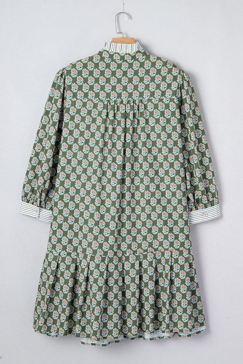 Plus Size Floral Stripe Contrast 3/4 Sleeve Dress - Rooted & Reckless Co.