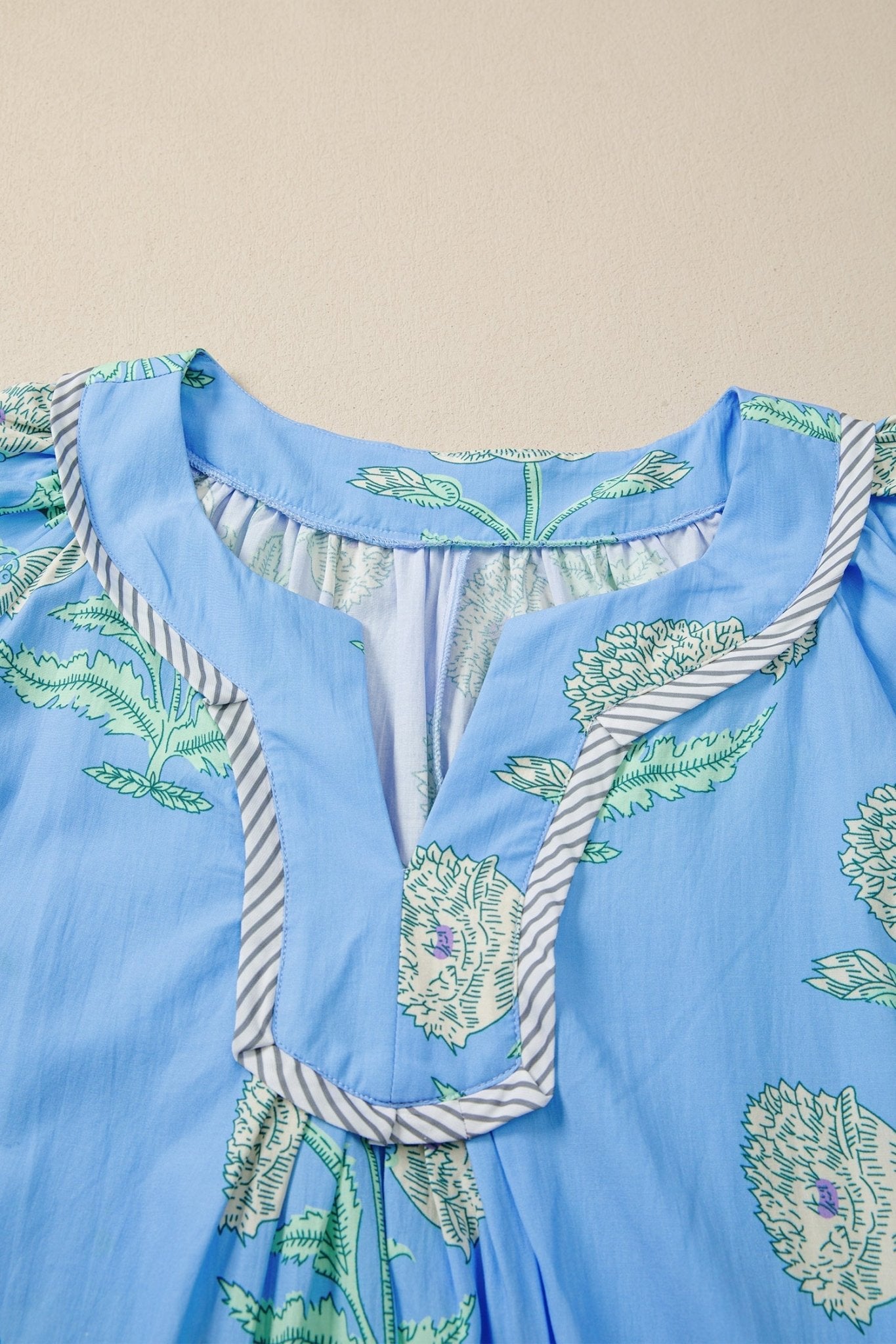 Plus Size Floral Stripe Contrast Short Sleeve Mini Dress - Rooted & Reckless Co.