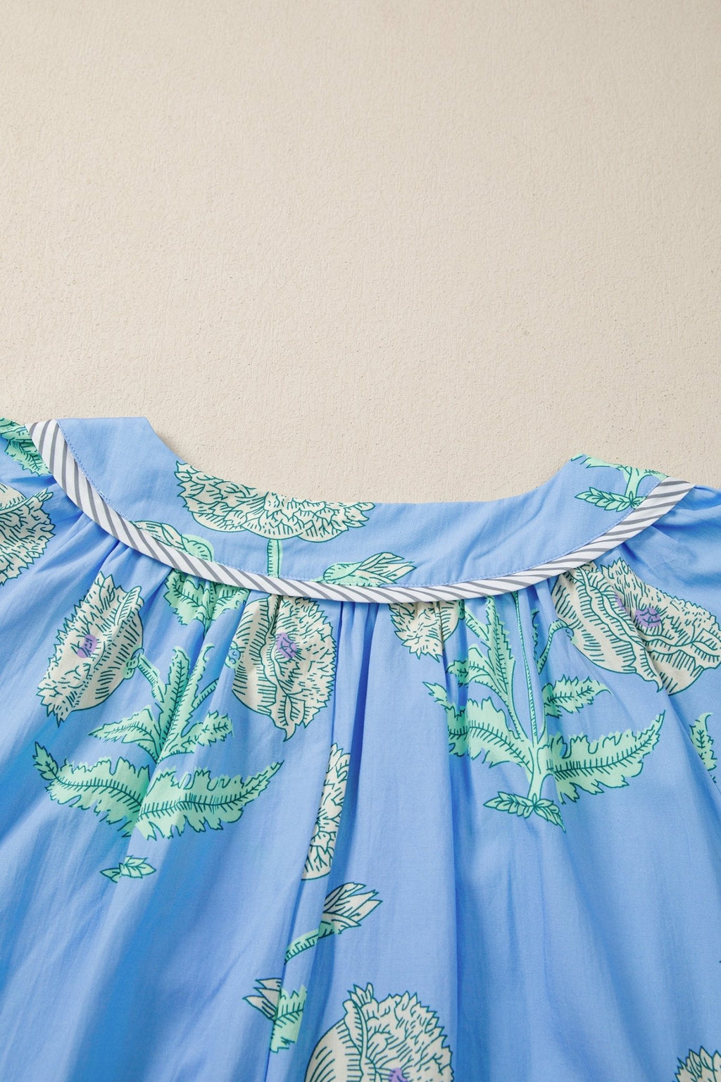 Plus Size Floral Stripe Contrast Short Sleeve Mini Dress - Rooted & Reckless Co.