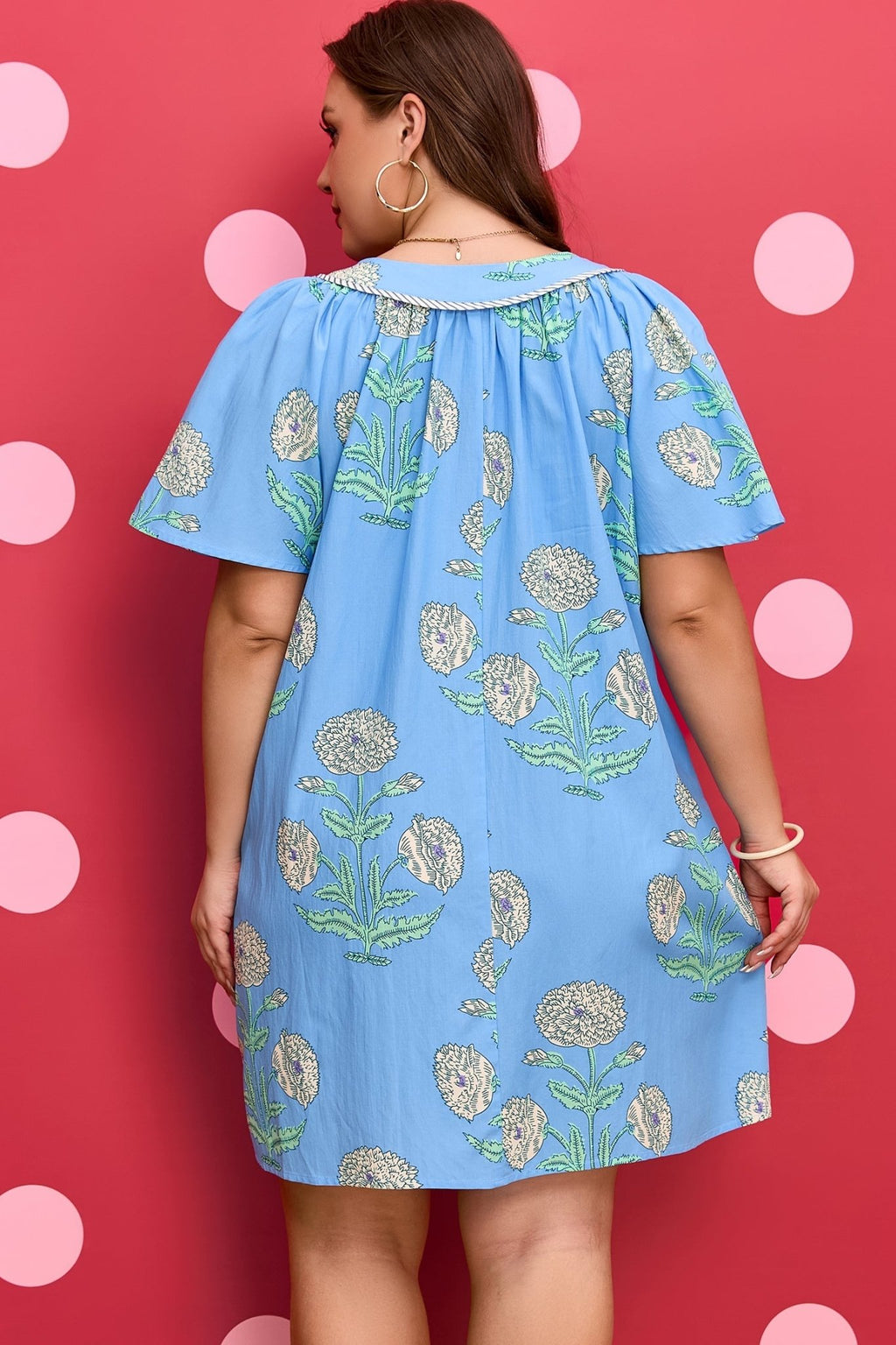 Plus Size Floral Stripe Contrast Short Sleeve Mini Dress - Rooted & Reckless Co.