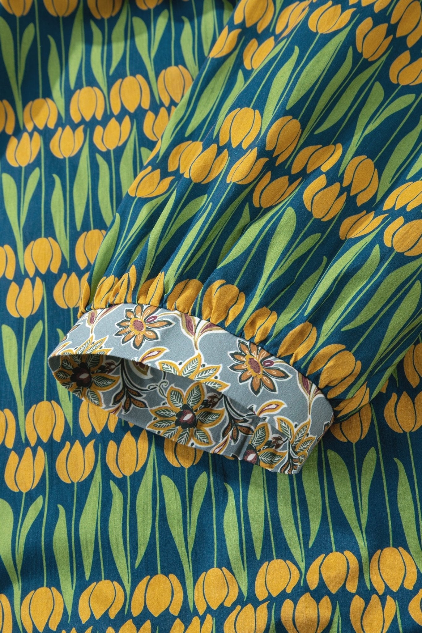 Plus Size Floral Stripe Trim 3/4 Sleeve Mini Dress - Rooted & Reckless Co.