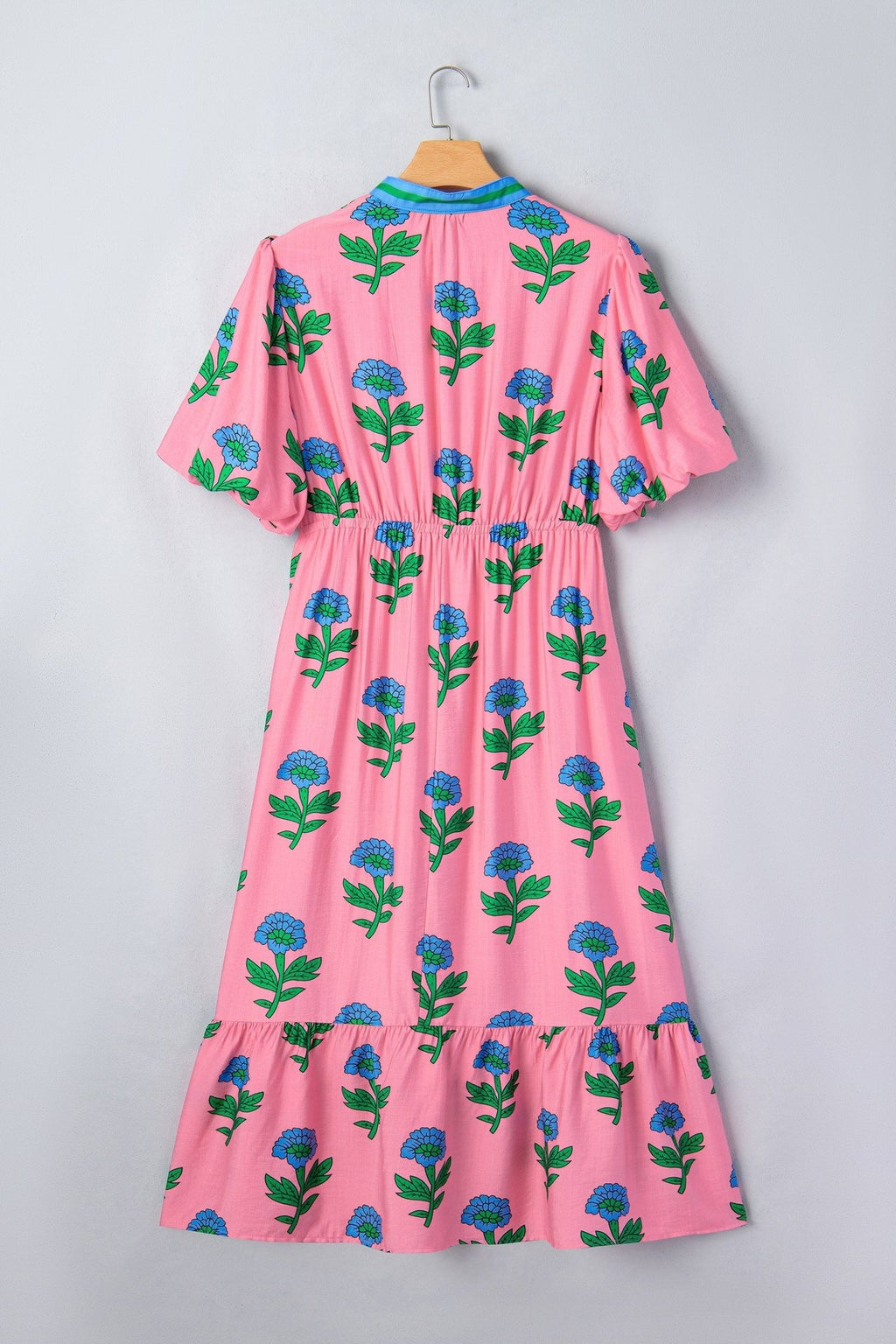 Plus Size Floral Stripe V-Neck Ruffle Maxi Dress - Rooted & Reckless Co.