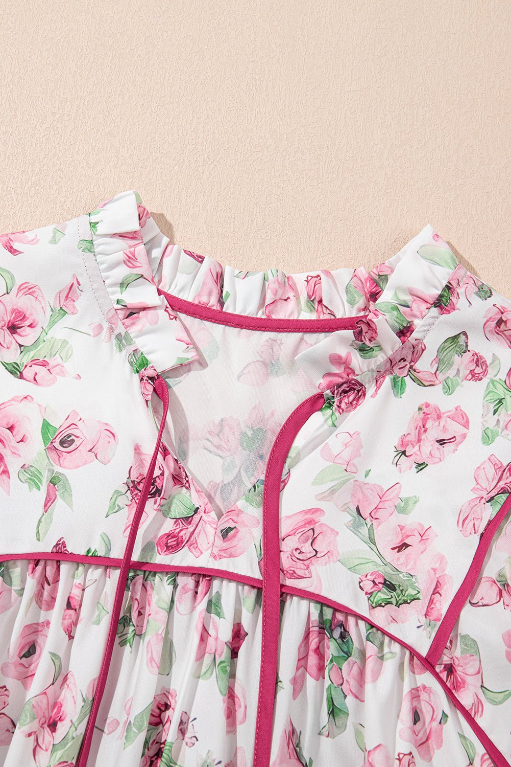 Plus Size Floral Tied V-Neck Mini Dress - Rooted & Reckless Co.