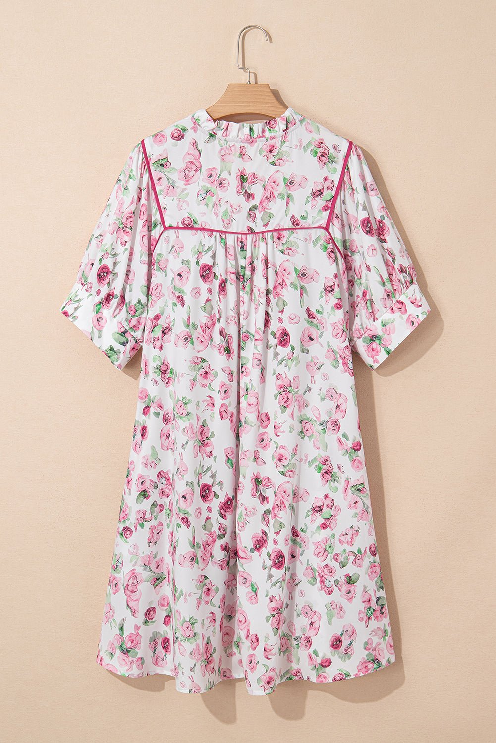 Plus Size Floral Tied V-Neck Mini Dress - Rooted & Reckless Co.