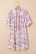 Plus Size Floral Tied V-Neck Mini Dress - Rooted & Reckless Co.