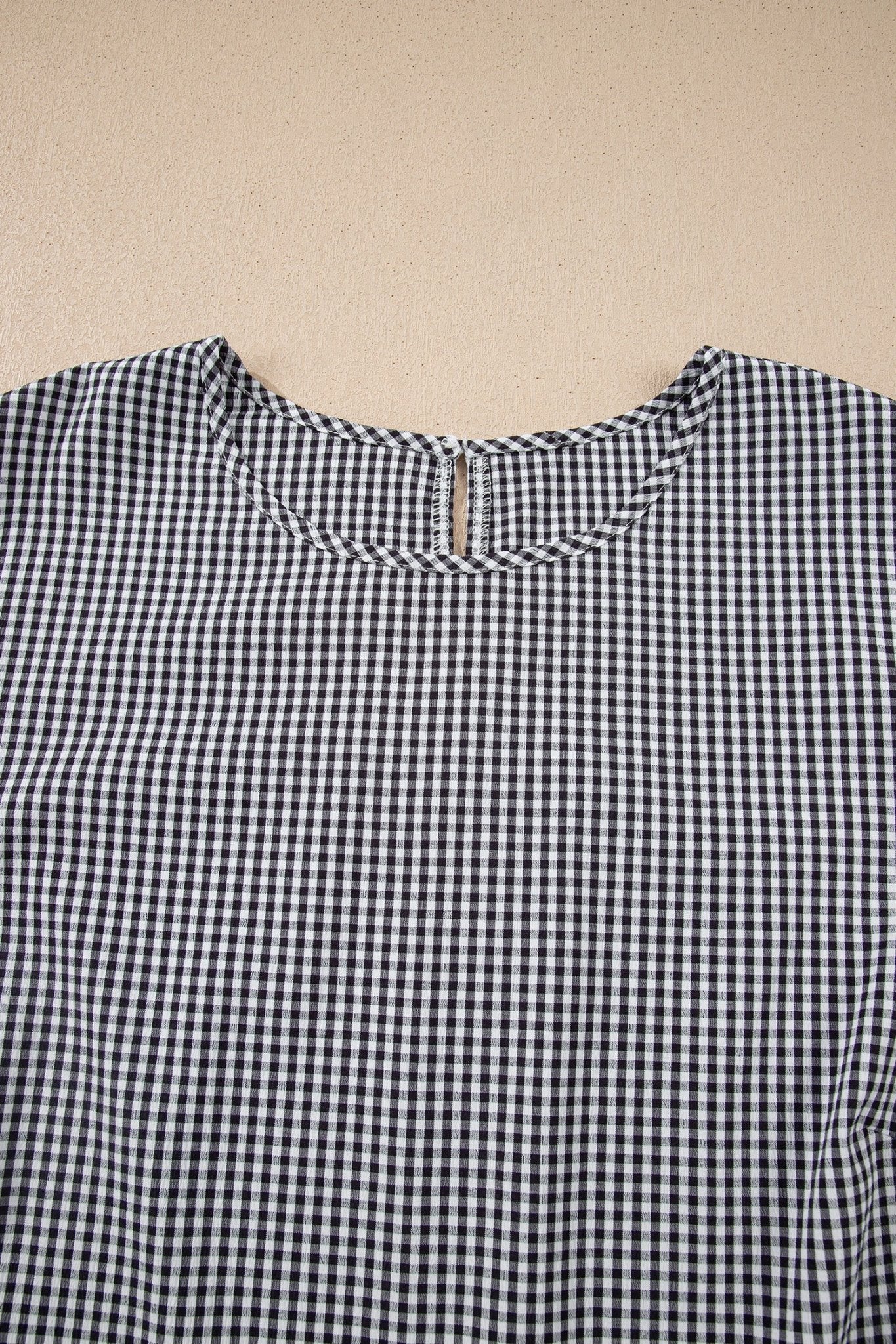 Plus Size Gingham Bow Ruffle Sleeve Top - Rooted & Reckless Co.