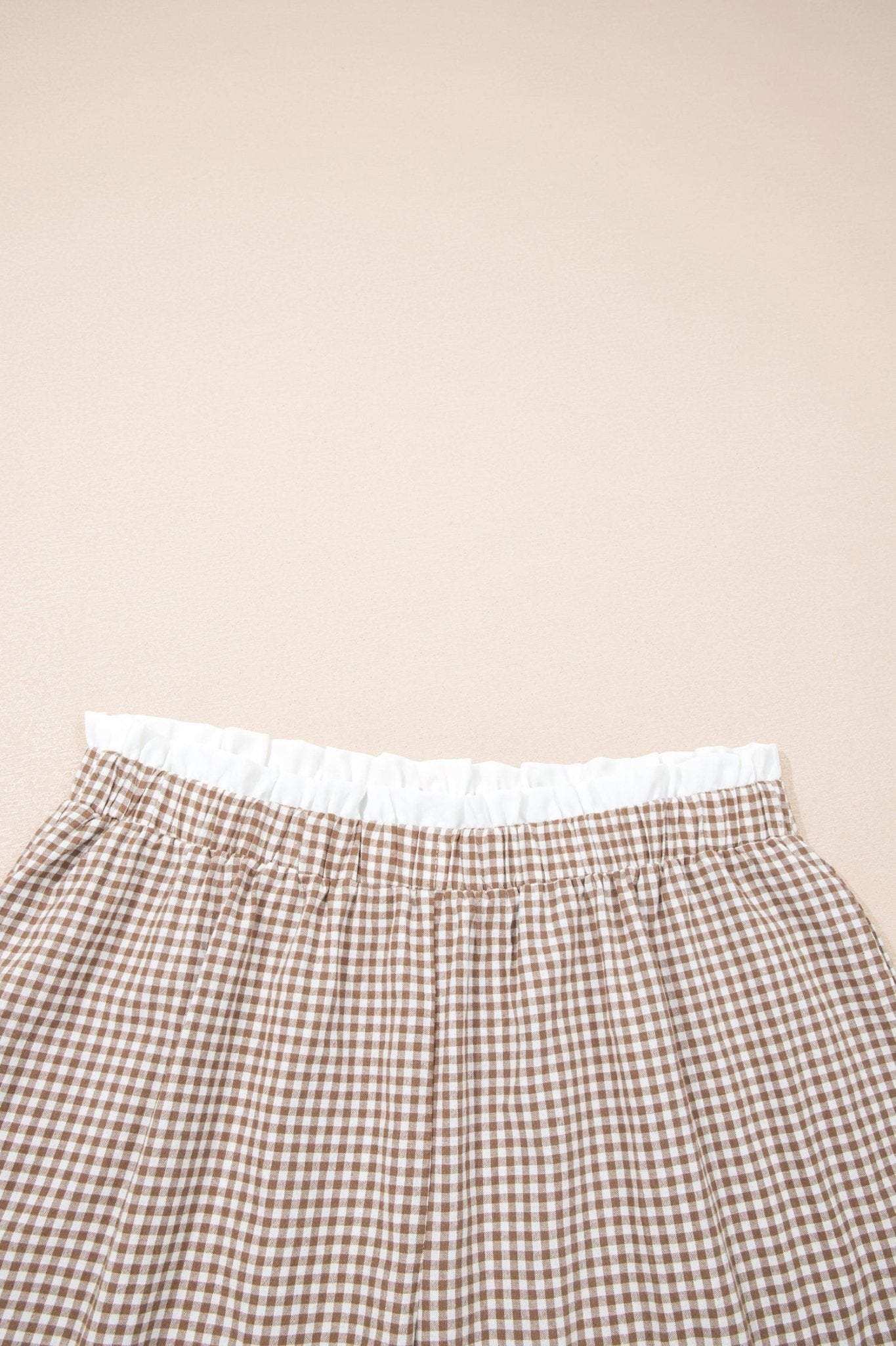 Plus Size Gingham Plaid Ruffle Contrast Trim Shorts - Rooted & Reckless Co.