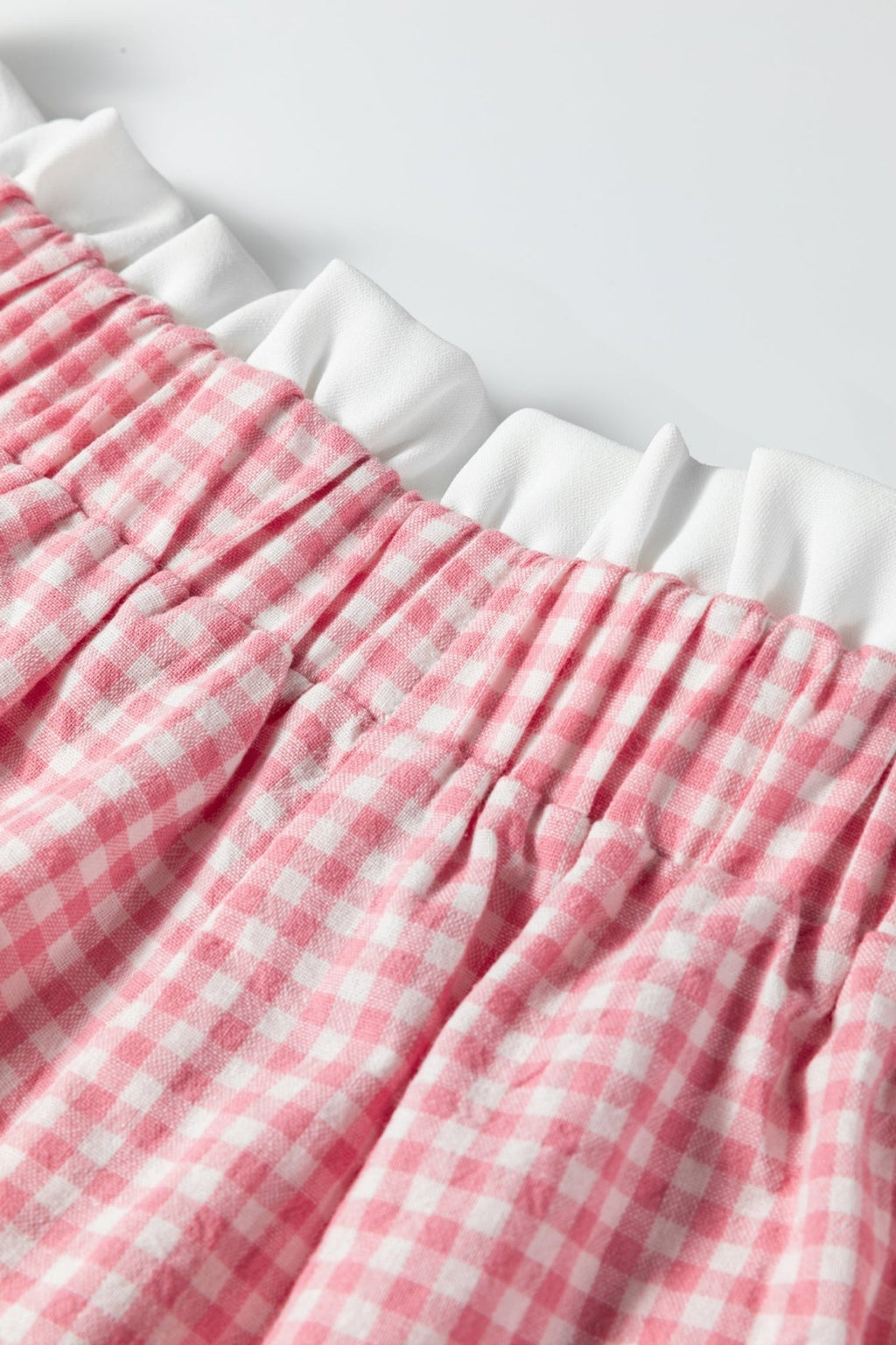 Plus Size Gingham Plaid Ruffle Contrast Trim Shorts - Rooted & Reckless Co.