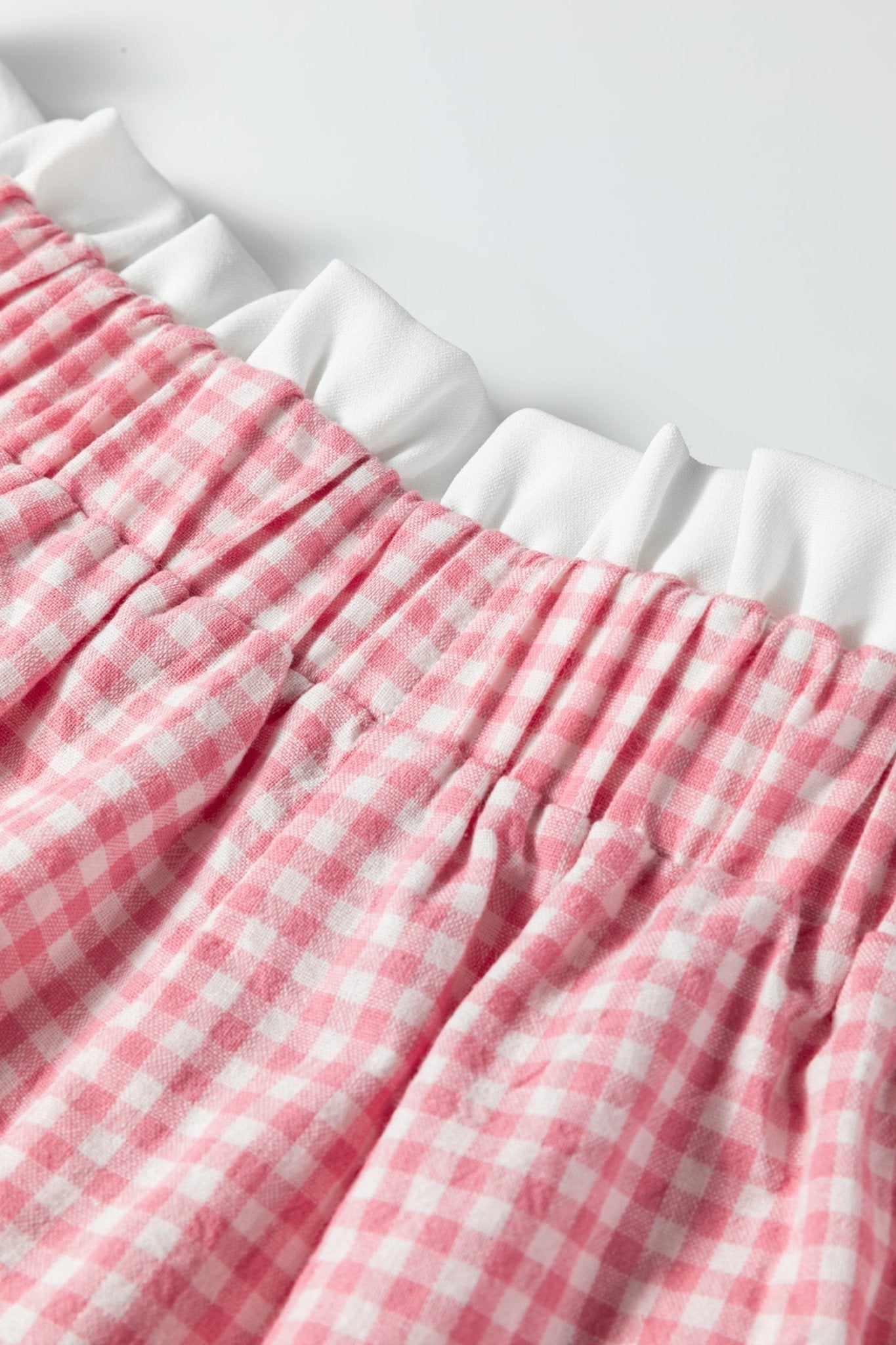 Plus Size Gingham Plaid Ruffle Contrast Trim Shorts - Rooted & Reckless Co.