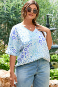 Plus Size Leopard 3/4 Sleeve V-Neck Top - Rooted & Reckless Co.