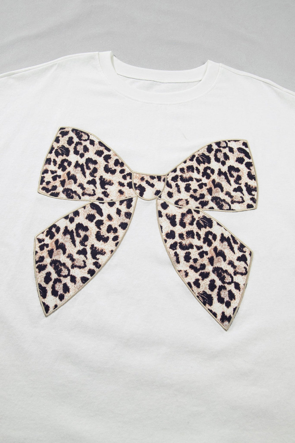 Plus Size Leopard Bow Embroidered Patch T-Shirt - Rooted & Reckless Co.