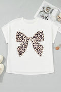 Plus Size Leopard Bow Embroidered Patch T-Shirt - Rooted & Reckless Co.