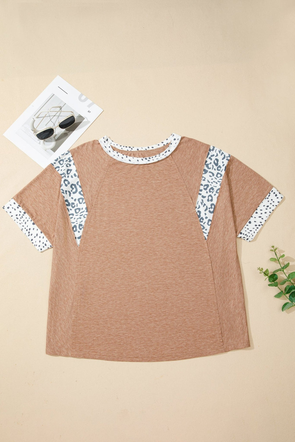Plus Size Leopard Colorblock Patchwork Tee - Rooted & Reckless Co.