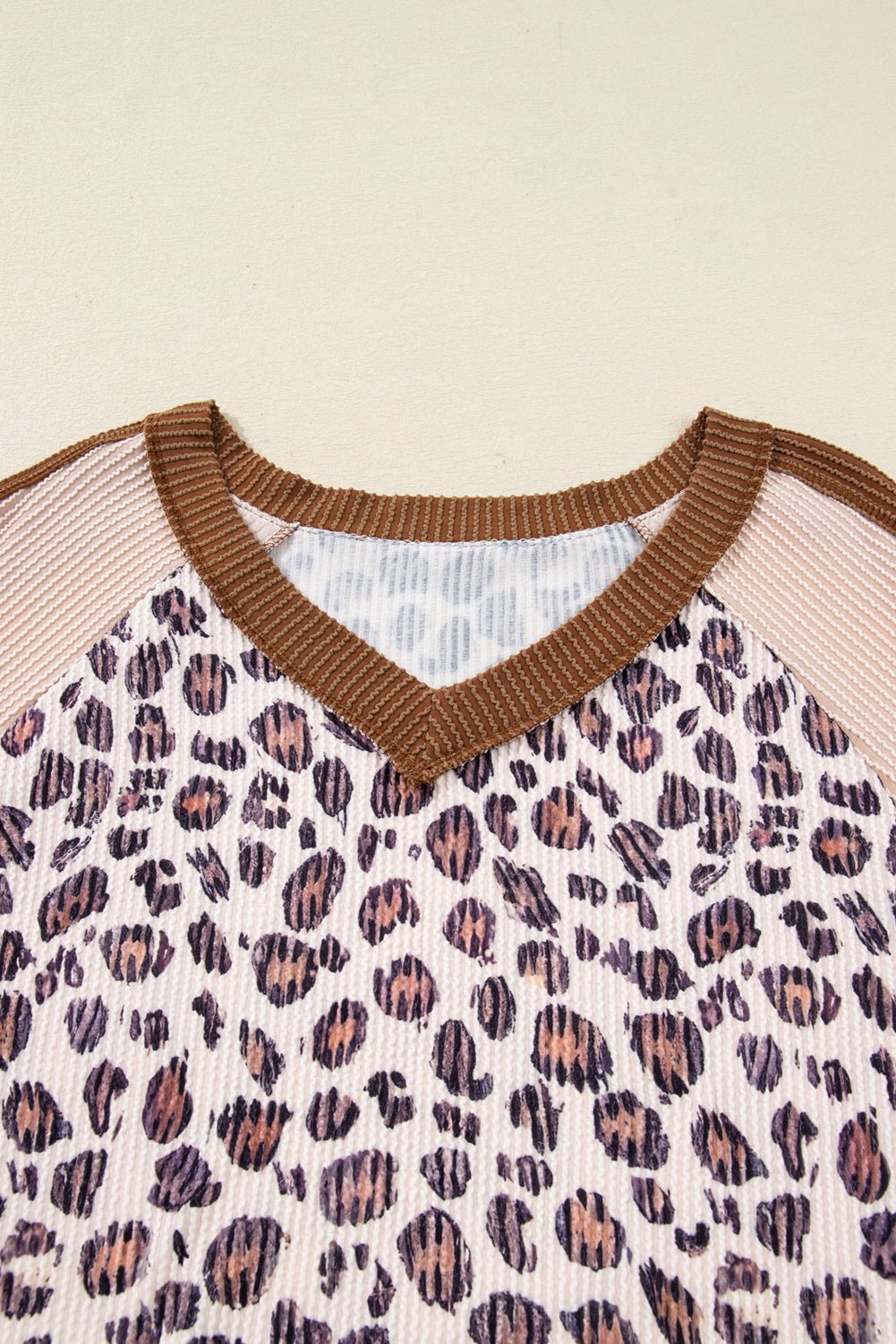 Plus Size Leopard Colorblock Ribbed V-Neck Pullover - Rooted & Reckless Co.