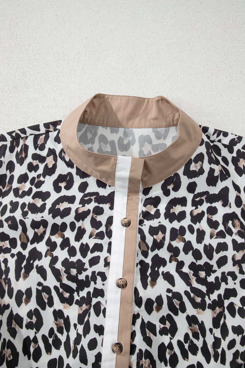 Plus Size Leopard Contrast Trim Half Button Top - Rooted & Reckless Co.