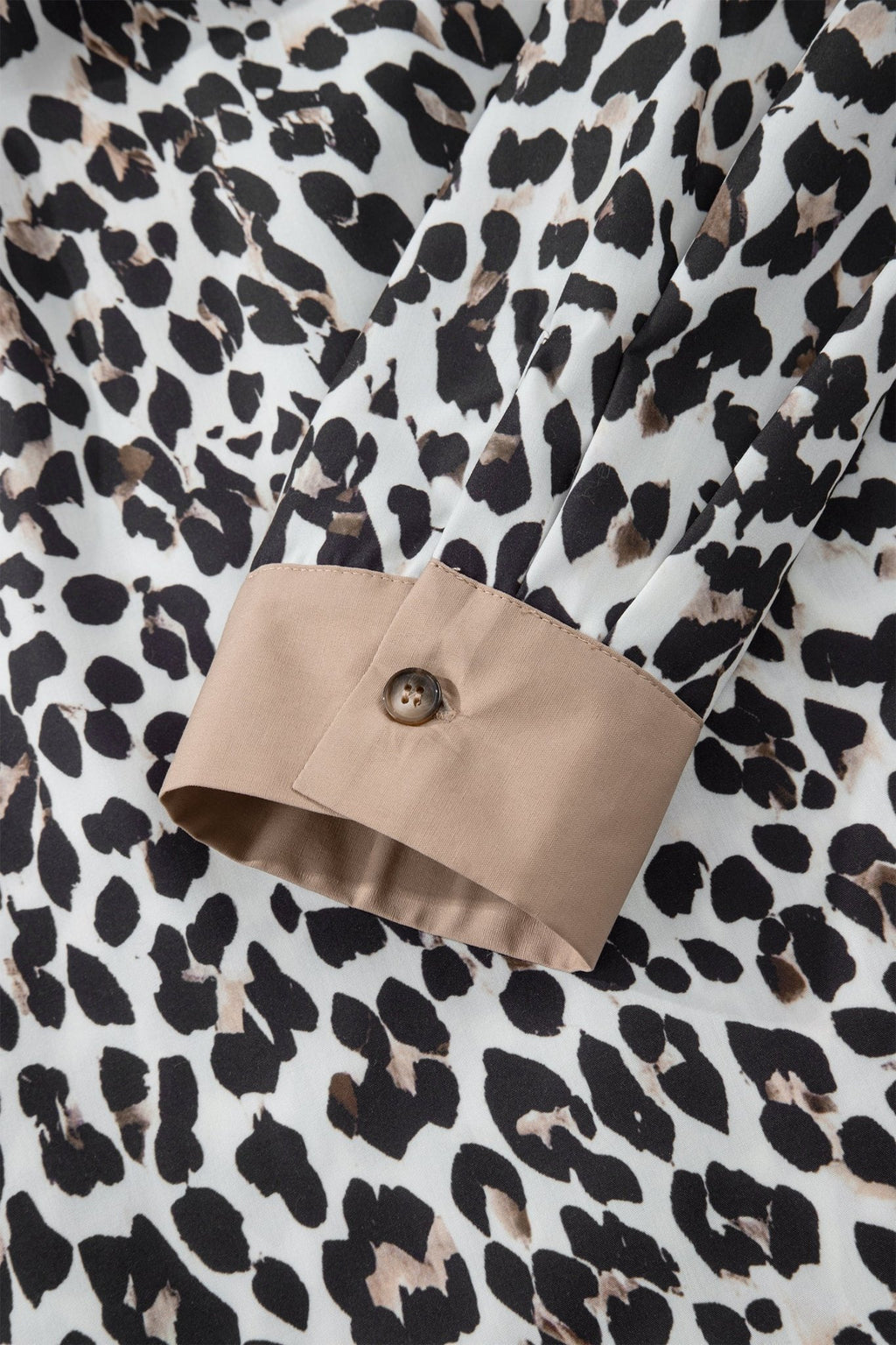 Plus Size Leopard Contrast Trim Half Button Top - Rooted & Reckless Co.