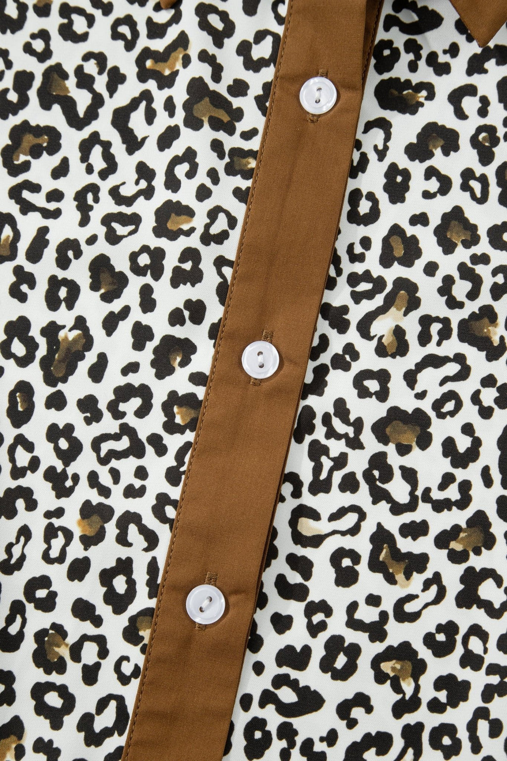 Plus Size Leopard Contrast Trim Puff Sleeve Blouse - Rooted & Reckless Co.