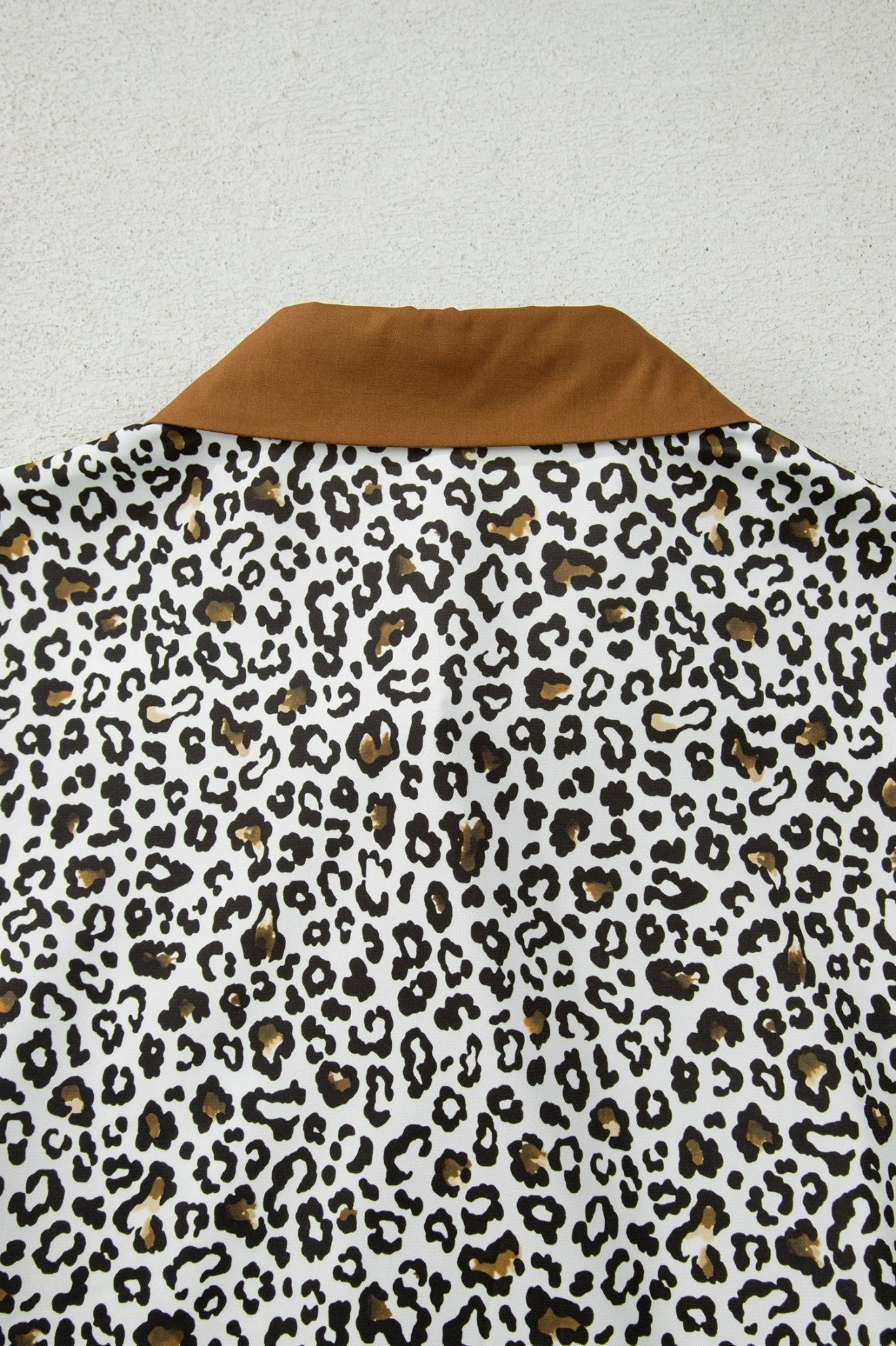 Plus Size Leopard Contrast Trim Puff Sleeve Blouse - Rooted & Reckless Co.