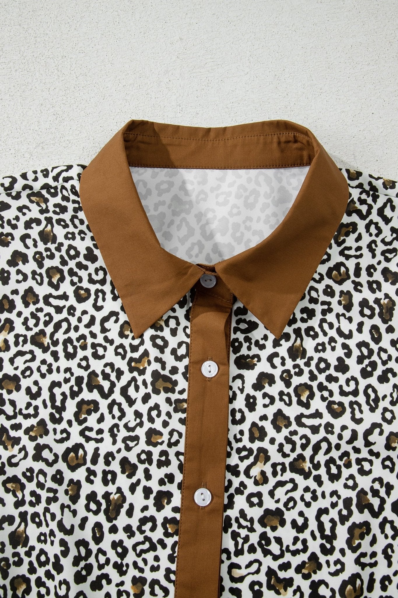Plus Size Leopard Contrast Trim Puff Sleeve Blouse - Rooted & Reckless Co.