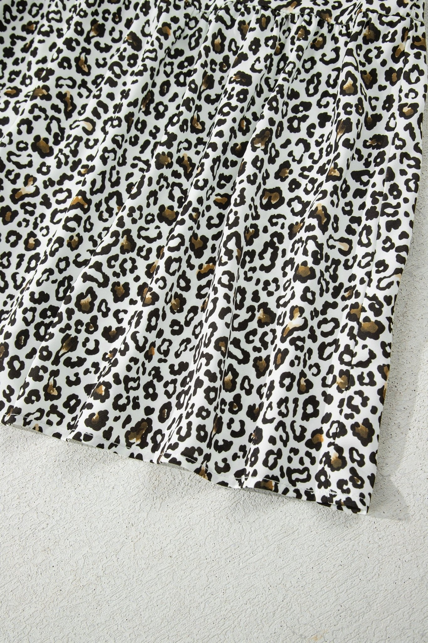 Plus Size Leopard Contrast Trim Puff Sleeve Blouse - Rooted & Reckless Co.