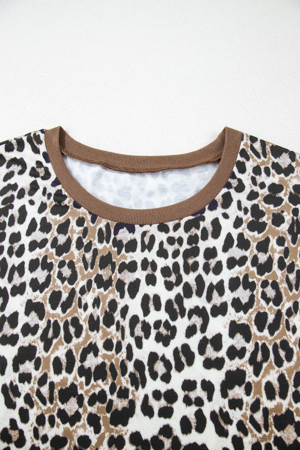 Plus Size Leopard Contrast Trim Short Sleeve Top - Rooted & Reckless Co.