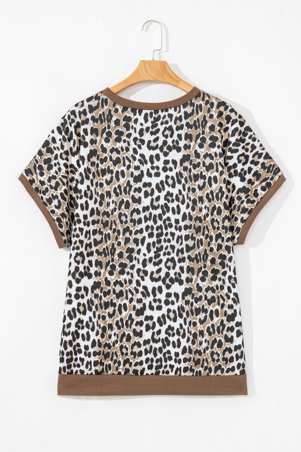 Plus Size Leopard Contrast Trim Short Sleeve Top - Rooted & Reckless Co.
