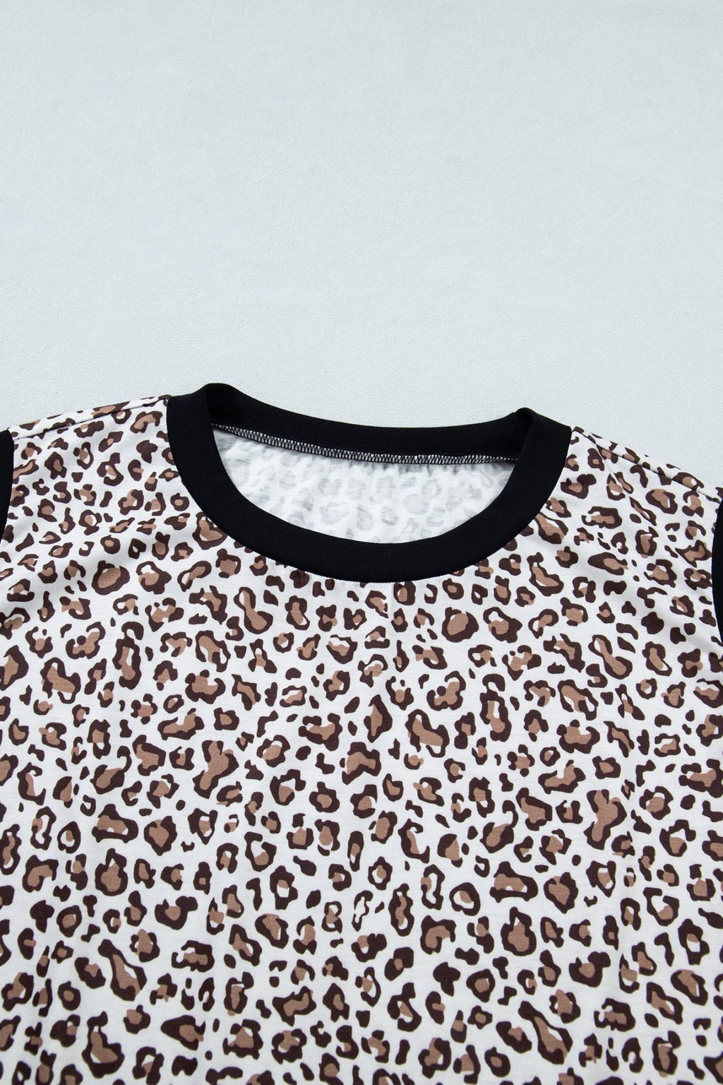 Plus Size Leopard Contrast Trim Sleeveless Top - Rooted & Reckless Co.
