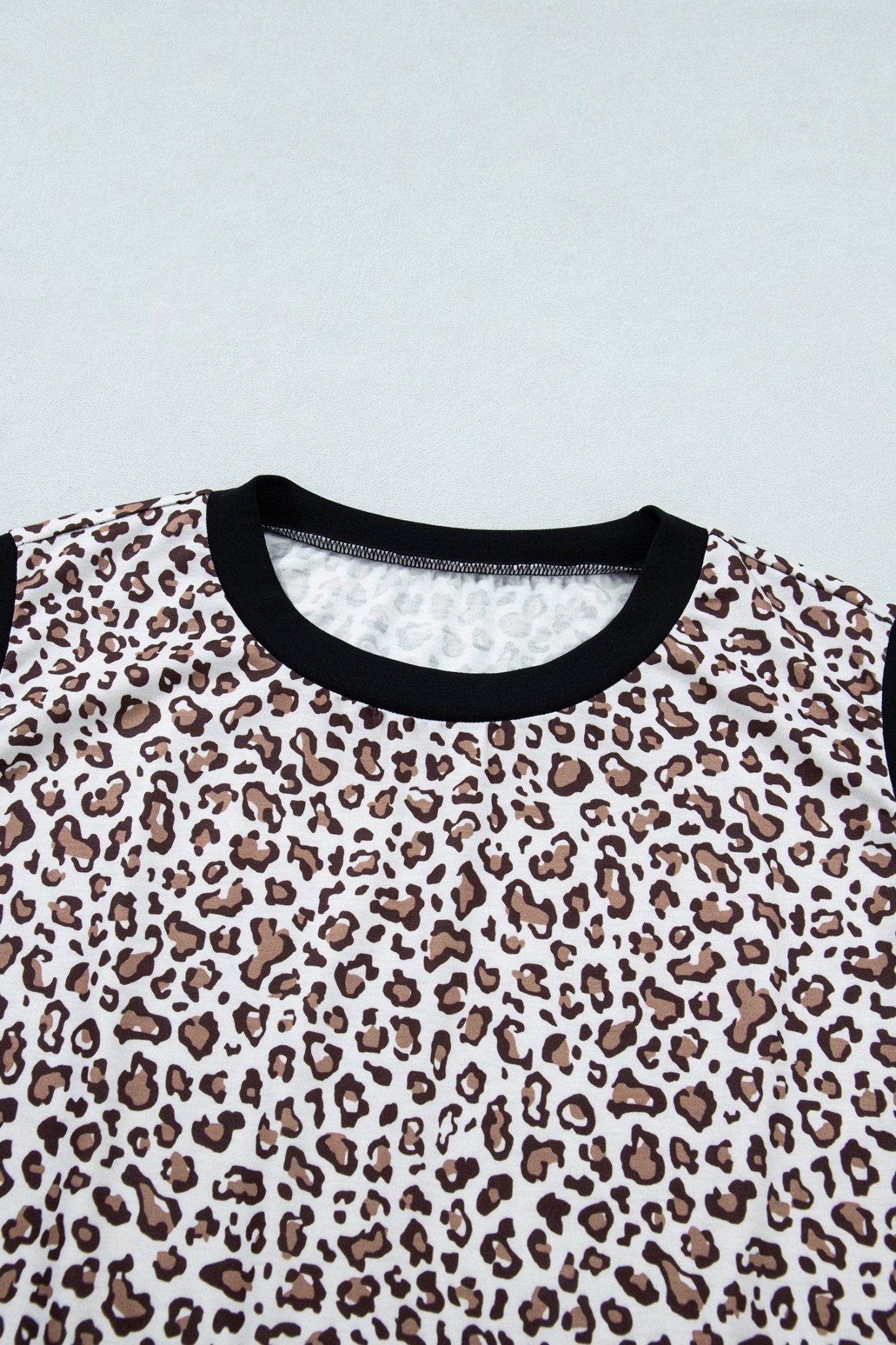 Plus Size Leopard Contrast Trim Sleeveless Top - Rooted & Reckless Co.