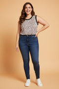 Plus Size Leopard Contrast Trim Sleeveless Top - Rooted & Reckless Co.