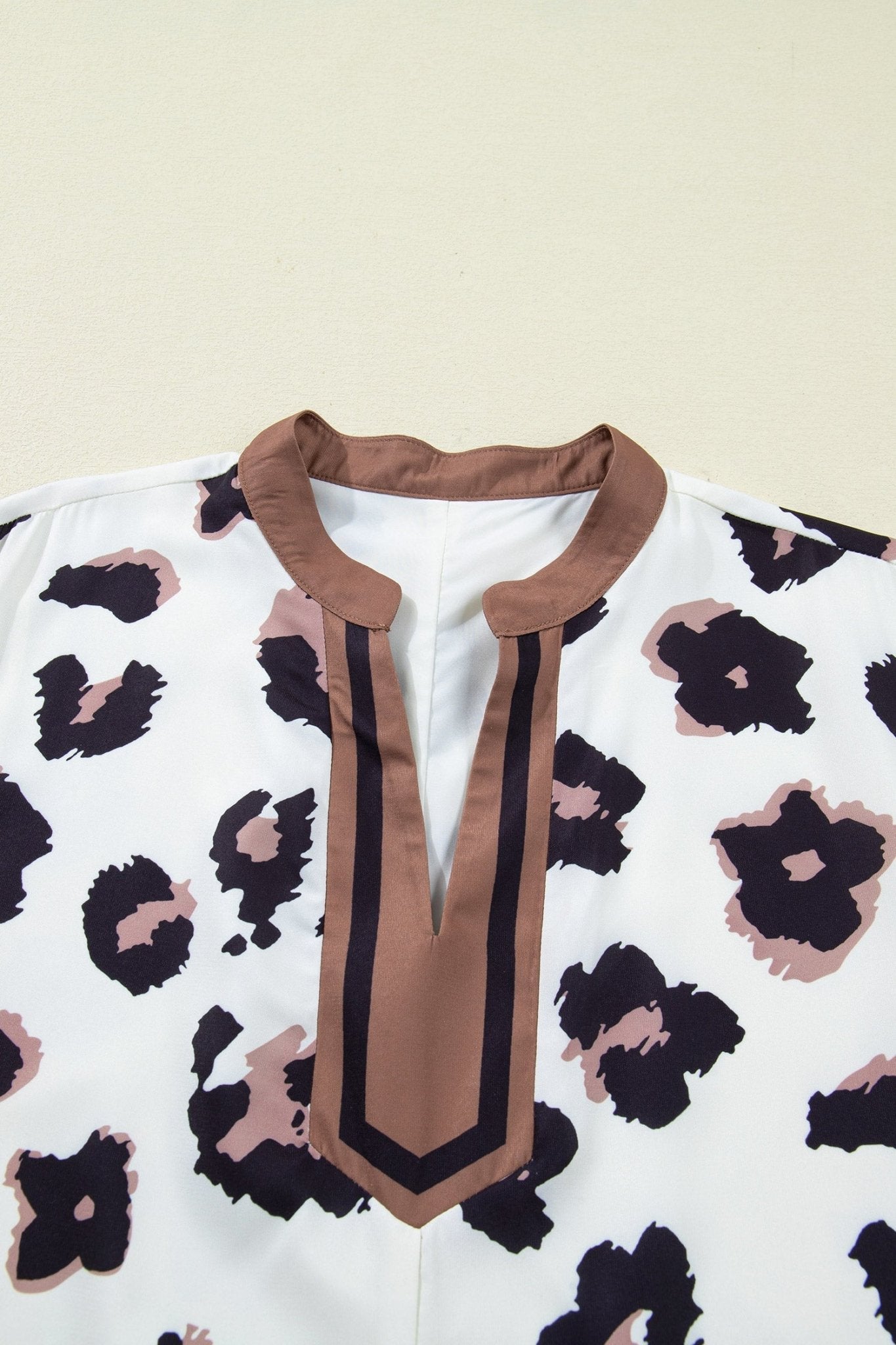 Plus Size Leopard Contrast V-Neck Mini Dress - Rooted & Reckless Co.