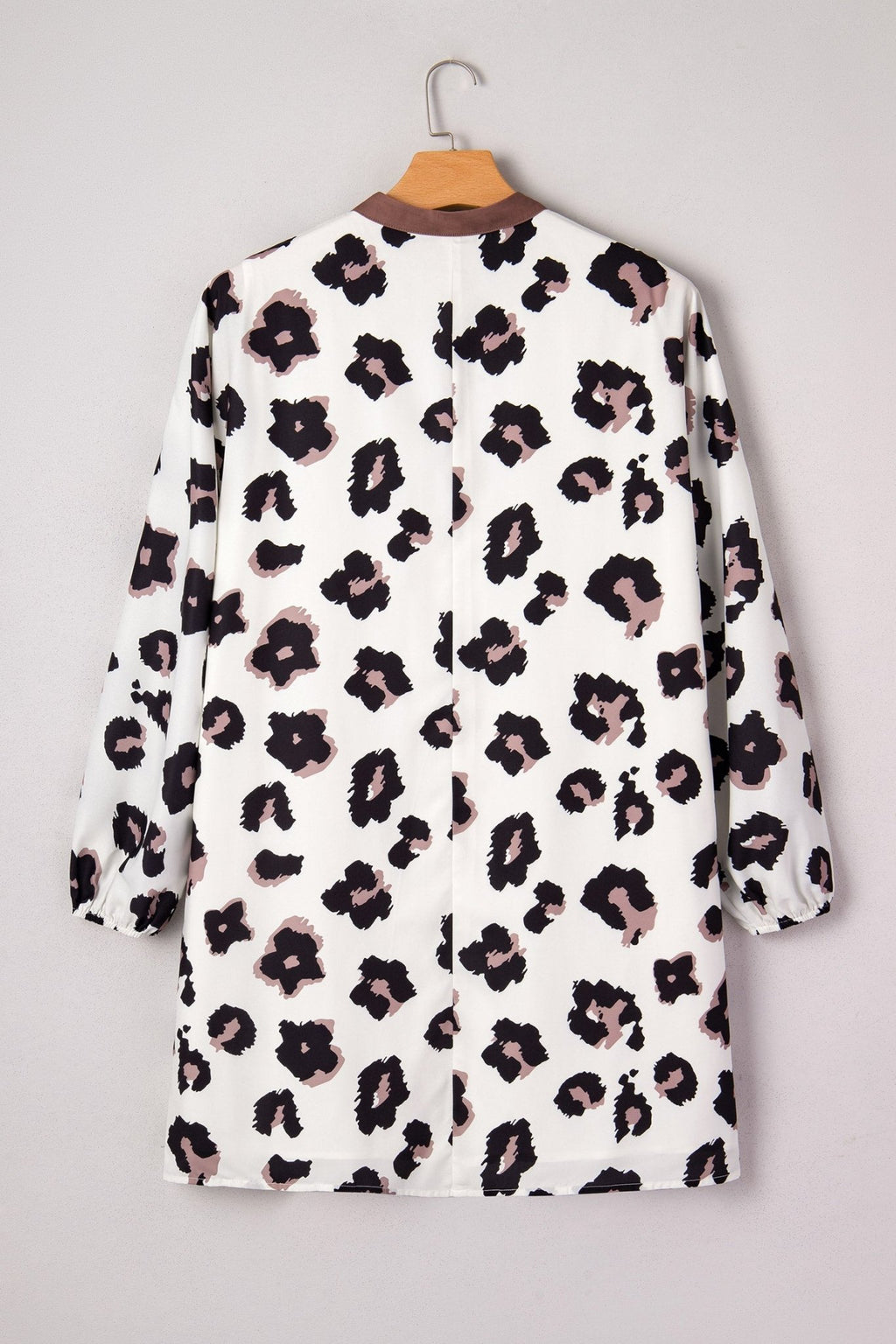 Plus Size Leopard Contrast V-Neck Mini Dress - Rooted & Reckless Co.
